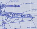 Inset of an Origin Aerospace Raptor blueprint showing the nav. sensors.