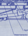Inset of an Origin Aerospace Scimitar blueprint showing the shield generator.
