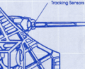 Inset of an Origin Aerospace Rapier II blueprint showing the tracking sensors.