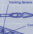 Inset of an Origin Aerospace Scimitar blueprint showing the tracking sensors.